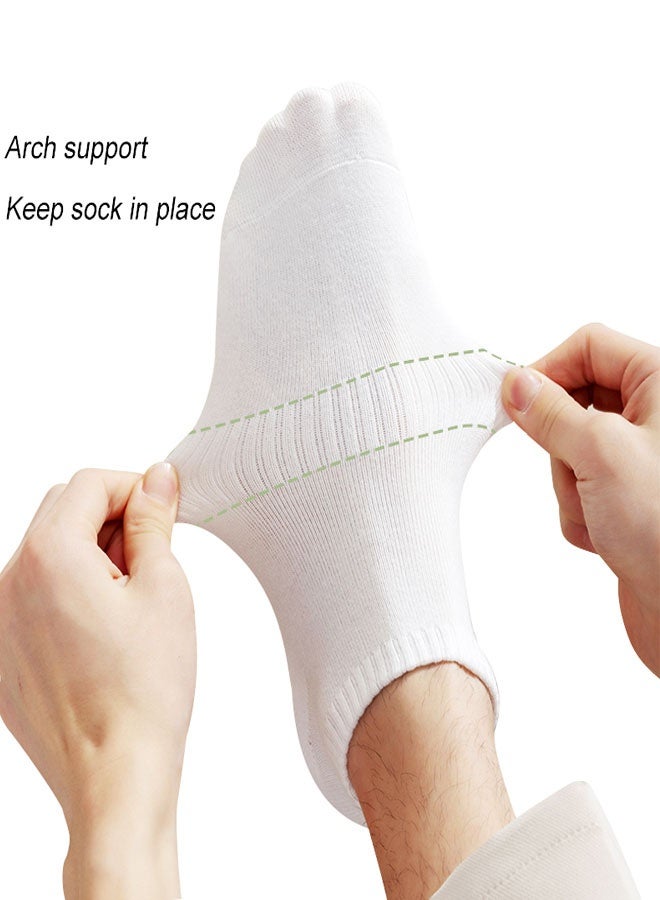 HAWAWA 8 Pairs Ankle Socks for Men Women Size 36-43 Thick Cotton Non Slip No Show Invisible Socks White & Black - Image 4