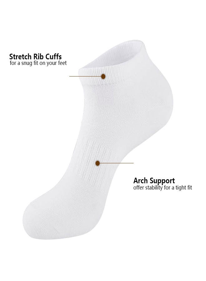 HAWAWA 8 Pairs Ankle Socks for Men Women Size 36-43 Thick Cotton Non Slip No Show Invisible Socks White & Black - Image 2