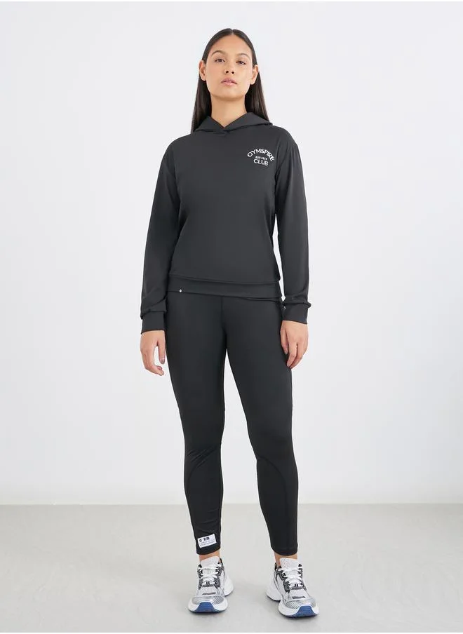 Styli Styli Gymspire Edition - Front and Back Text Detail Long Sleeve Hooded Top