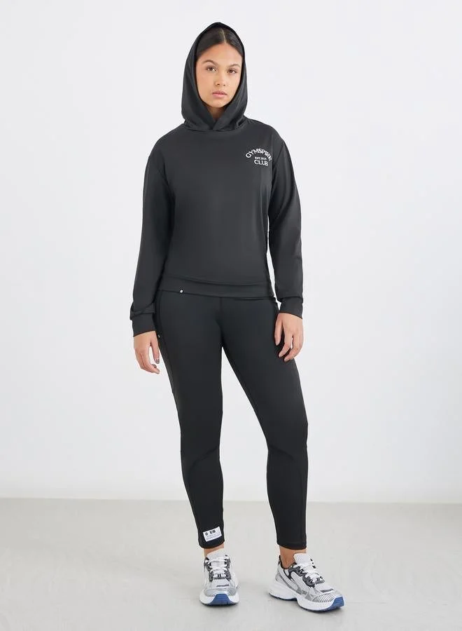 Styli Active Gymspire Edition - Front and Back Text Detail Long Sleeve Hooded Top