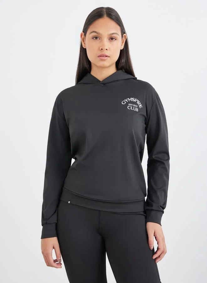 Styli Active Gymspire Edition - Front and Back Text Detail Long Sleeve Hooded Top