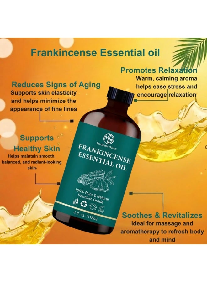 MUDASSIR GULZAR Frankincense Essential Oil 4 fl oz (118ml), 100% Pure & Natural Premium Grade Frankincense Oil for Aromatherapy, Diffuser, Skin Care & Massage, Frankincenseoil Essential Oil - Image 2