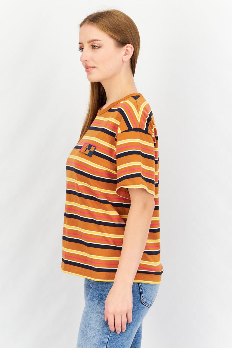 Aigle تي شيرت نسائي بأكمام قصيرة وياقة دائرية، مزيج صدئ - Image 2