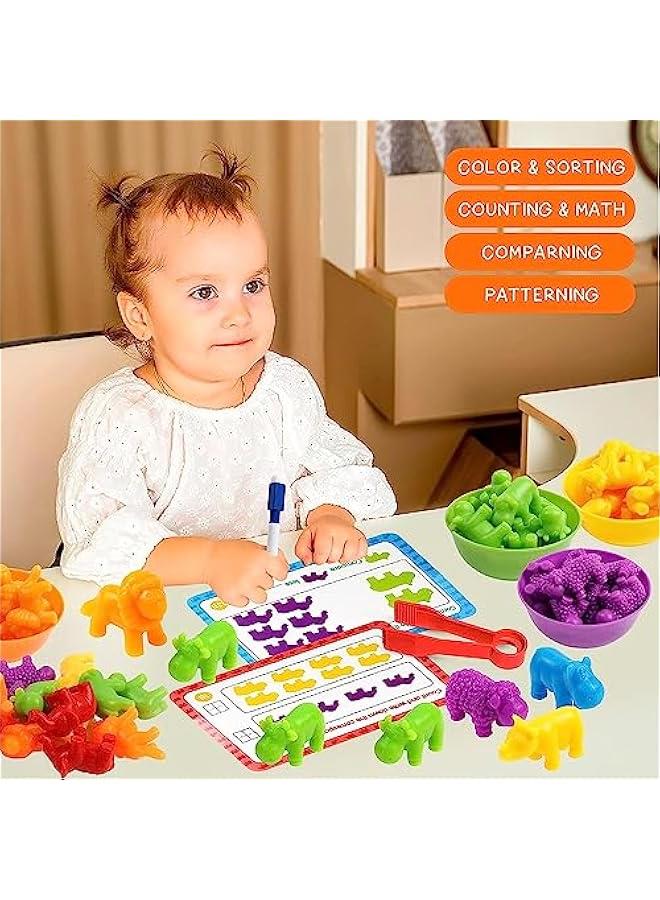 Counting Dinosaurs Toys Matching Games for Kids,Sorting Bowls Toddler Preschool Learning Activities Kindergarten Math Counter Montessori Fine Motor Skills Toys Age 3 4 5 Years (Animals) - Image 3