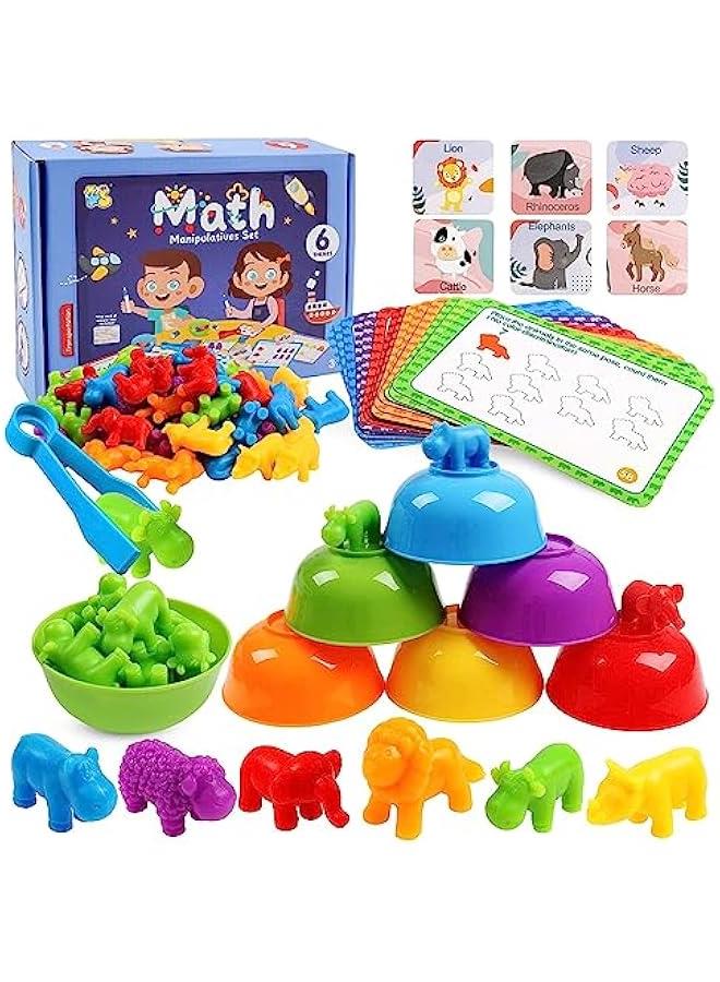 Counting Dinosaurs Toys Matching Games for Kids,Sorting Bowls Toddler Preschool Learning Activities Kindergarten Math Counter Montessori Fine Motor Skills Toys Age 3 4 5 Years (Animals) - Image 1