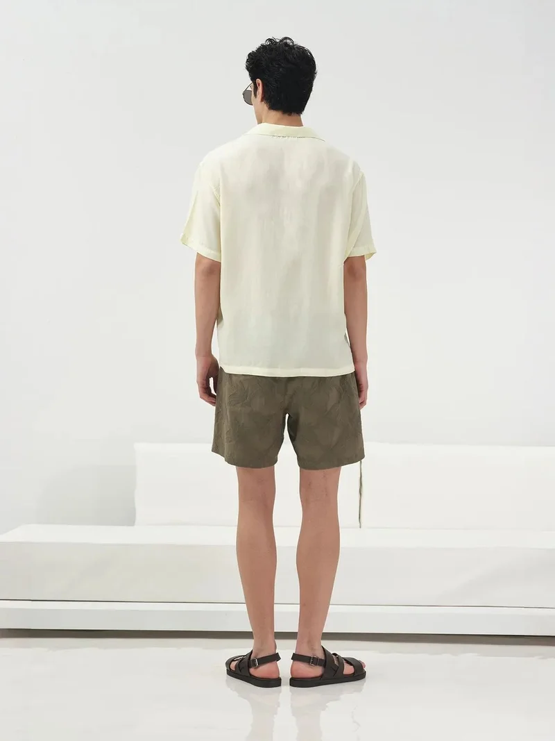 جيستو GIESTO Short Sleeve Button-Up Linen Blend Shirt