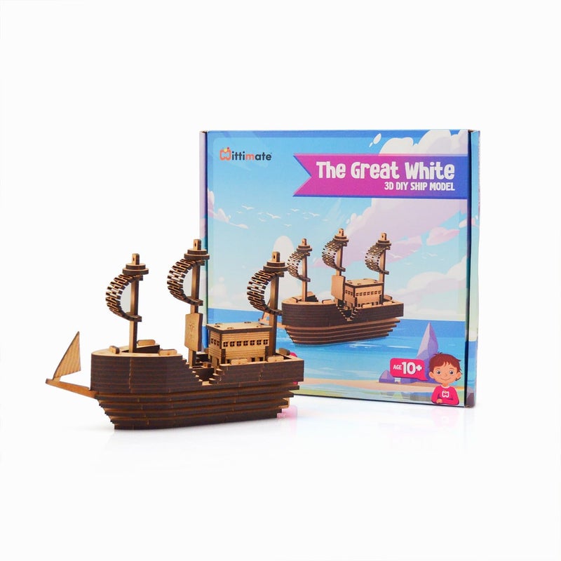 Mittimate 3D DIY Great White Ship Model for Kids 8+ Year I Brain Teaser 3D Ship Building Toy I Birthday Gift for Chlidren - Image 4