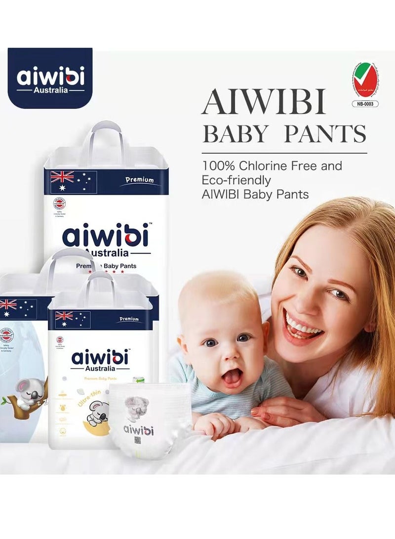 aiwibi Ultra-Thin Premium Baby Pants Diaper- Size (3) Medium 48 Pcs (6-11kg) Super Soft and Ultra Thin, Anti-irritation Baby Nappy, Super Absorption, 360 Stretchy Waistband - Image 2
