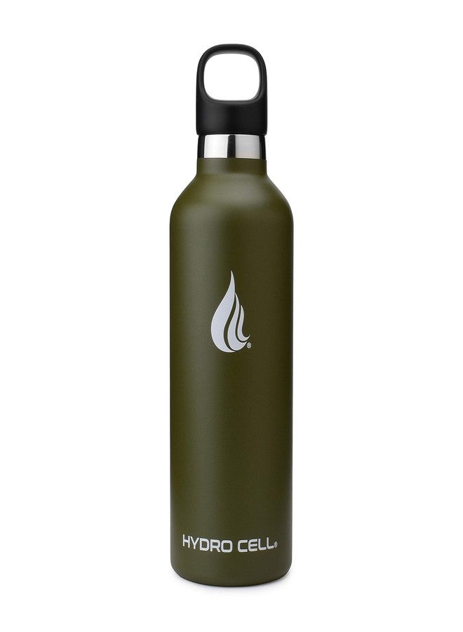 HYDRO CELL Stainless Steel Water Bottle with Straw & 2 Standard Mouth Lids (32oz 24oz 20oz 16oz) Keeps Liquids Hot or Cold w/Double Wall Vacuum Insulated Leak Proof Sport Design (Army 32oz) - Image 2