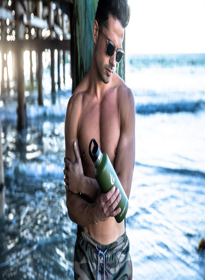 HYDRO CELL Stainless Steel Water Bottle with Straw & 2 Standard Mouth Lids (32oz 24oz 20oz 16oz) Keeps Liquids Hot or Cold w/Double Wall Vacuum Insulated Leak Proof Sport Design (Army 32oz) - Image 5