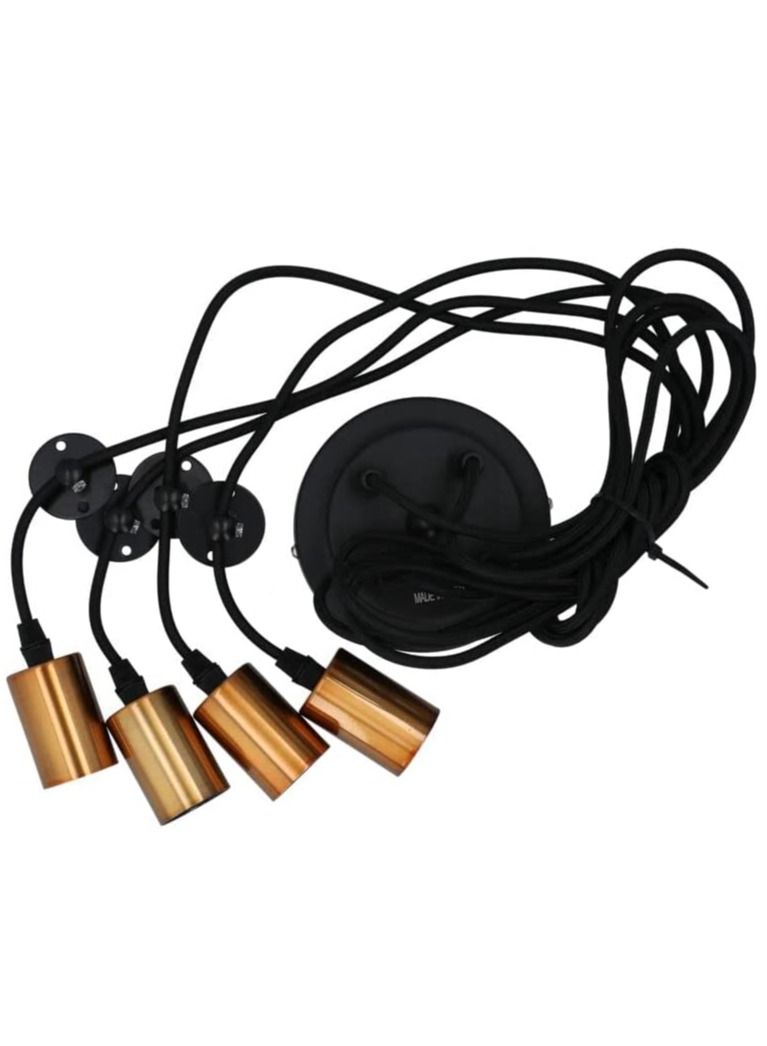 4-Head Vintage Edison Ceiling Pendant Lamp Industrial Light Fixture Pendant 4 Lamp E27 Gold 50 Watts PT4-Matt - Image 3