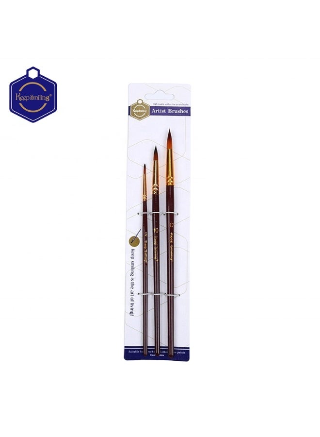 Keep Smiling 3PCS Professional Artist Brush Set for Oil, Acrylic & Watercolor - Image 4