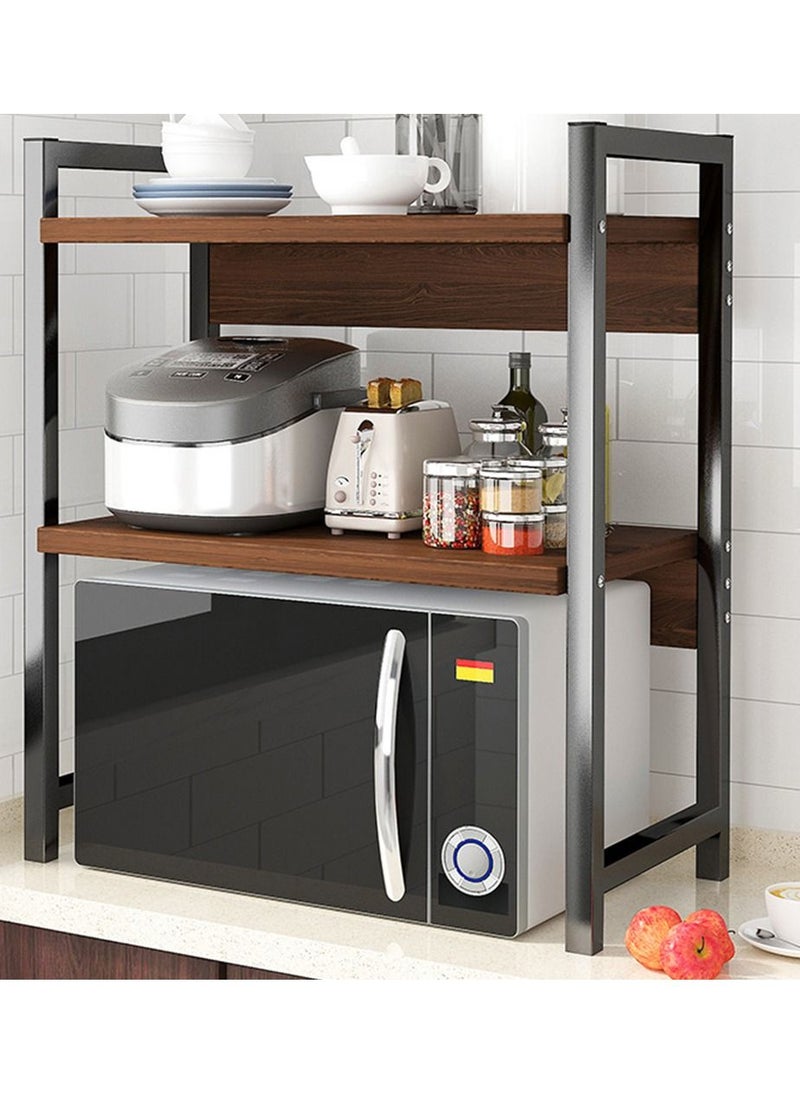 HomarKet - 3-Tier Kitchen Microwave Oven Rack Counter Shelf Black 53x73x35cm - Image 1