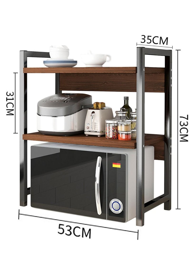 HomarKet - 3-Tier Kitchen Microwave Oven Rack Counter Shelf Black 53x73x35cm - Image 1