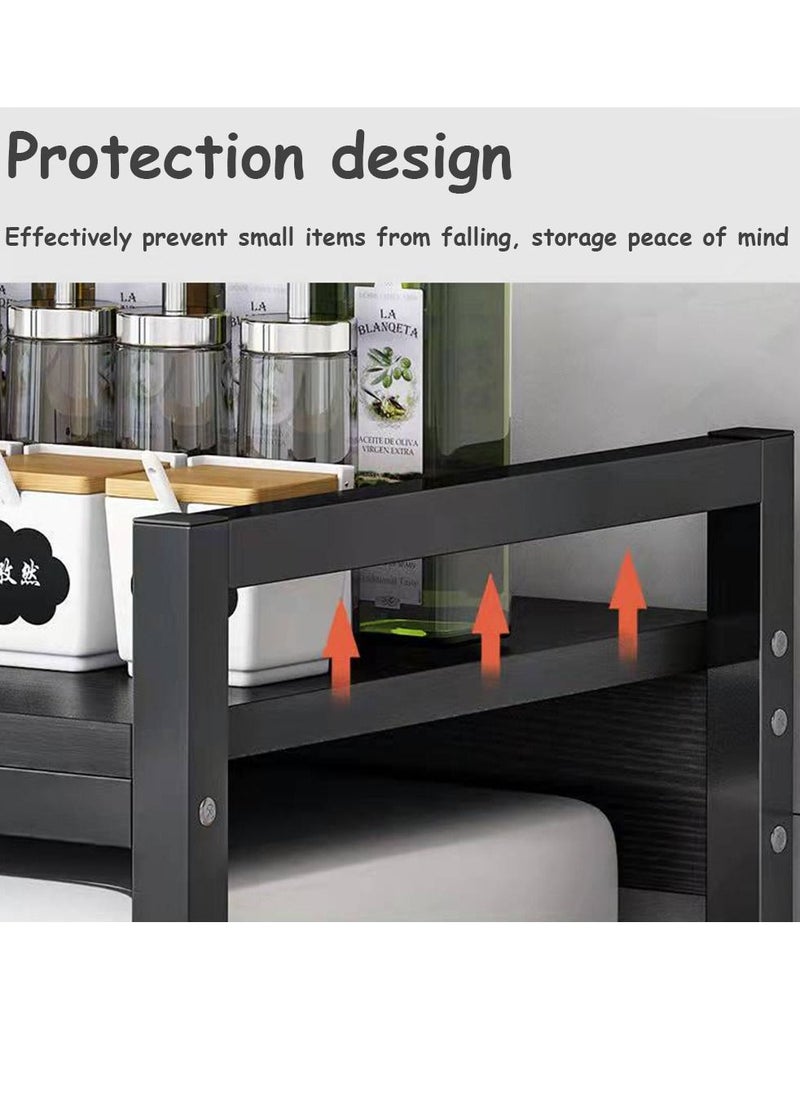 HomarKet - 3-Tier Kitchen Microwave Oven Rack Counter Shelf Black 53x73x35cm - Image 1