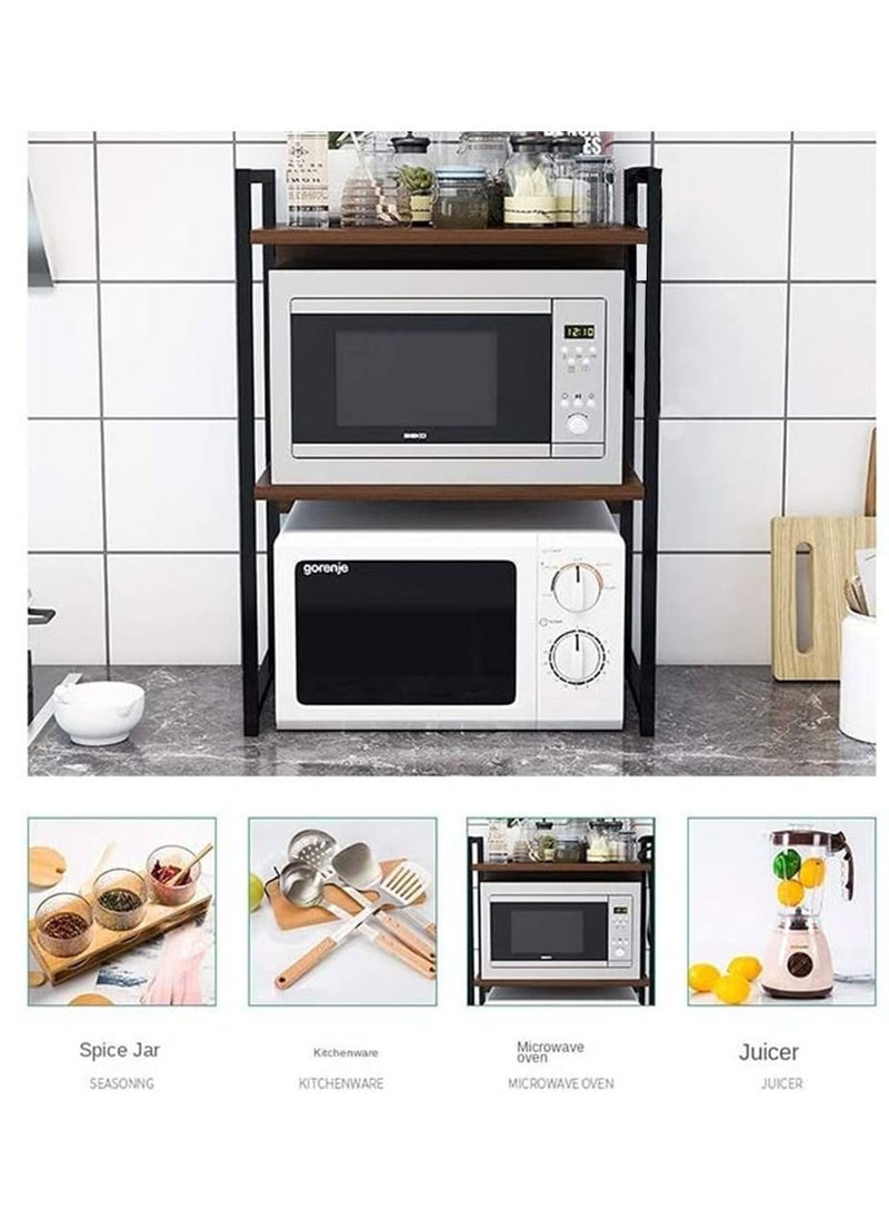 HomarKet - 3-Tier Kitchen Microwave Oven Rack Counter Shelf Black 53x73x35cm - Image 1