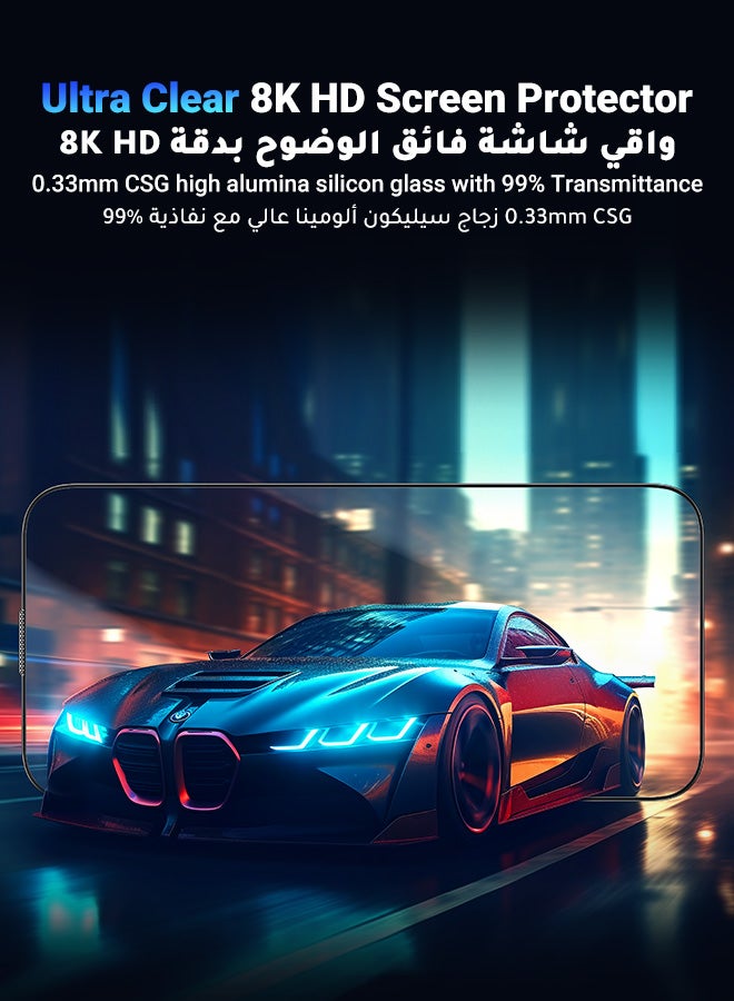 Ugreen 2Pack iPhone 16 Pro Screen Protector Full Coverage 6.3 Inch HD Easy Installation Frame Military-Grade Protection Scratch Resistant Anti-Fingerprint Bubble Free 9H Tempered Glass Film - Image 4