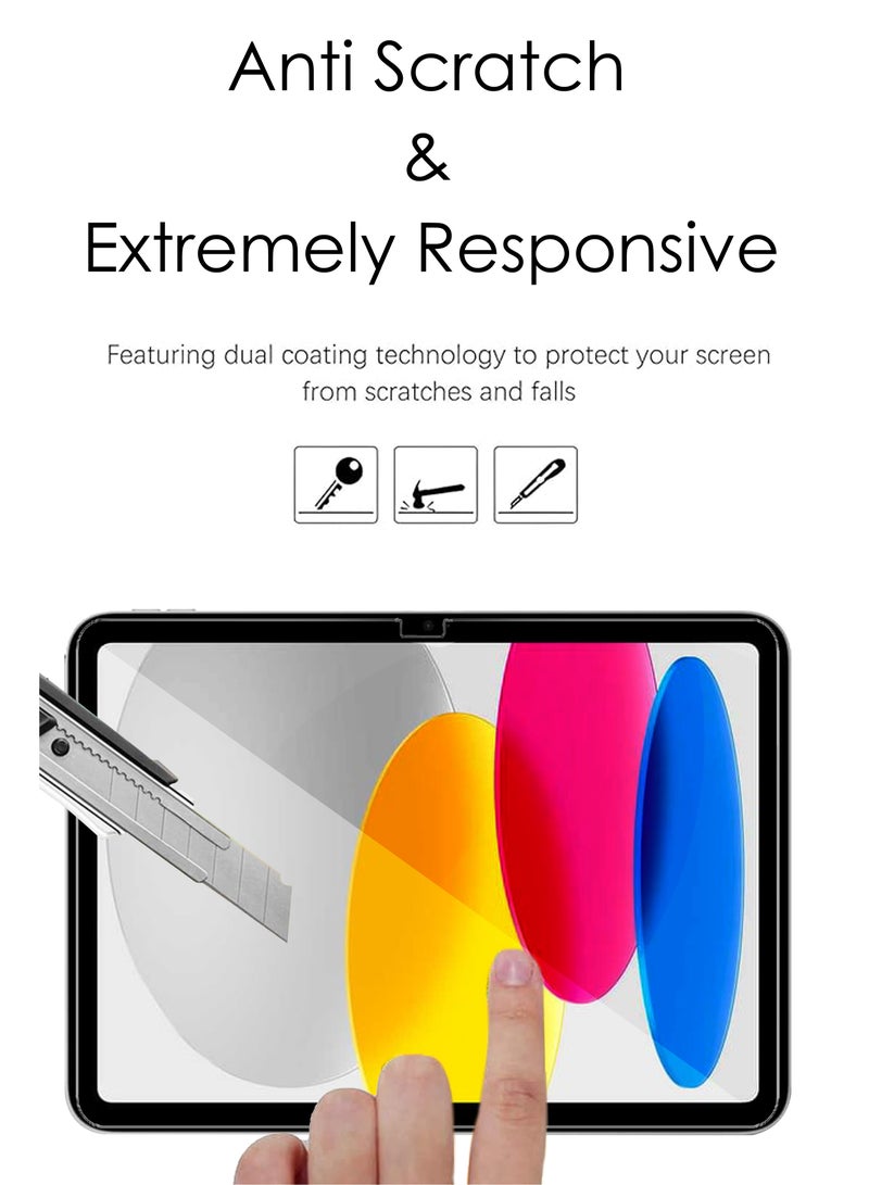 For Apple iPad 11-inch (A16) - Apple iPad 11th Gen/iPad 10th 10.9 Inch 2022/ A3354, A3355, A3356/10th Gen 10.9 A2696/A2757/A2777 Tempered Glass Screen Protector – High Transparency, Delicate Touch, Anti-Explosion, Smooth Arc Edges, Easy Installation - Image 4