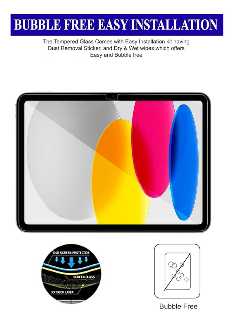 For Apple iPad 11-inch (A16) - Apple iPad 11th Gen/iPad 10th 10.9 Inch 2022/ A3354, A3355, A3356/10th Gen 10.9 A2696/A2757/A2777 Tempered Glass Screen Protector – High Transparency, Delicate Touch, Anti-Explosion, Smooth Arc Edges, Easy Installation - Image 3