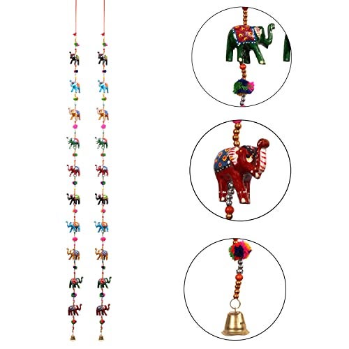 Dreamkraft Cute Colourfull Paper Mache Elephant for Door Hangings | Bandarwal for Home and Door Decoration (147.37 Cm, 20 Elephant)(Multicolour) - Image 4