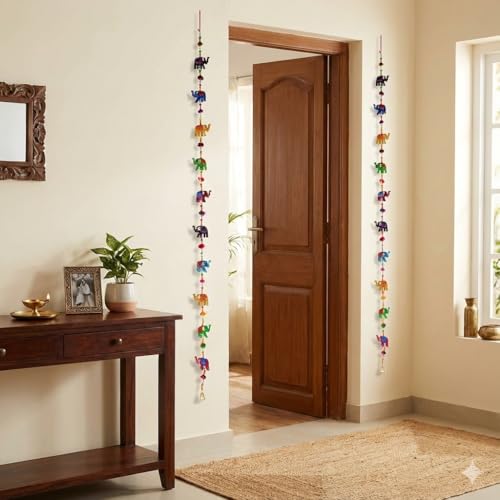 Dreamkraft Cute Colourfull Paper Mache Elephant for Door Hangings | Bandarwal for Home and Door Decoration (147.37 Cm, 20 Elephant)(Multicolour) - Image 2