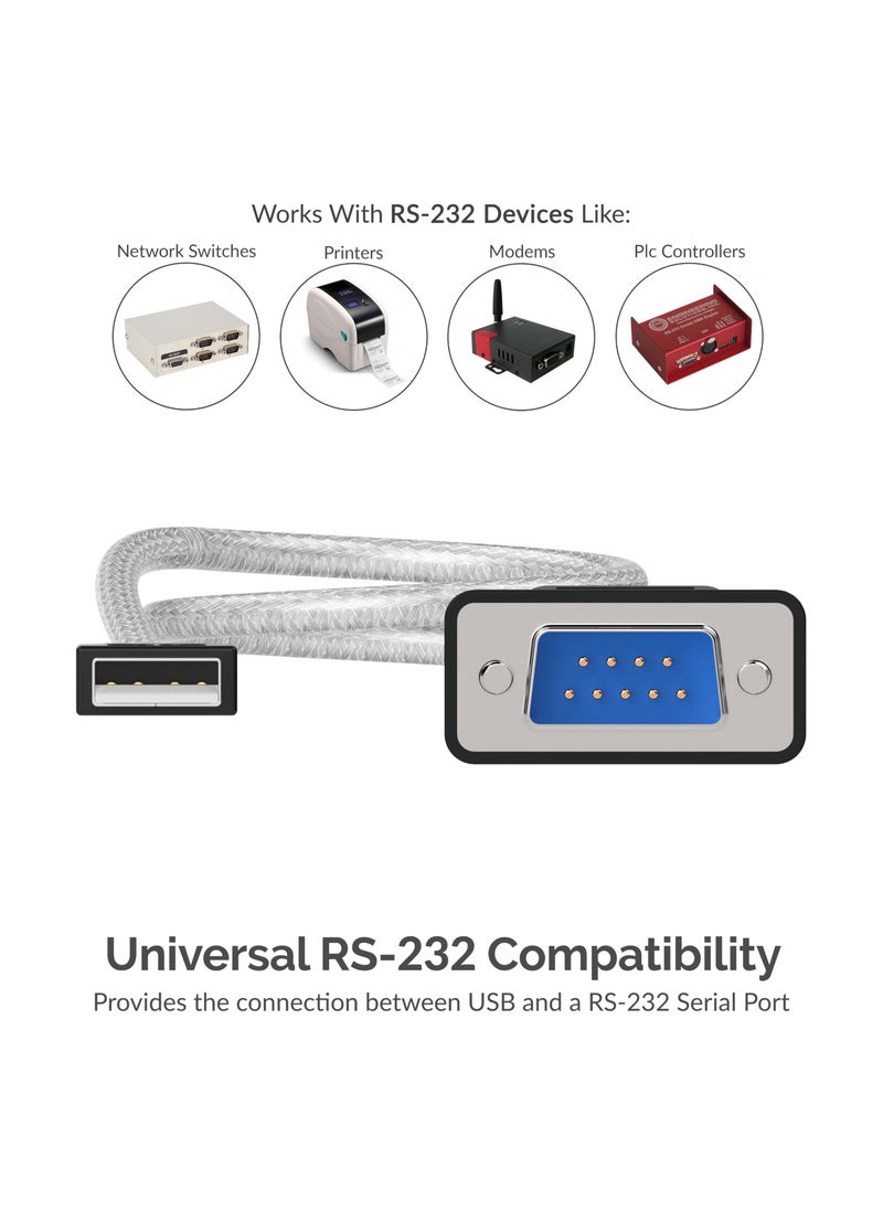 SABRENT SABRENT USB to RS-232 DB9 Serial 9 pin Adapter Prolific PL2303 1-ft [SBT-USC1K]  - Image 3