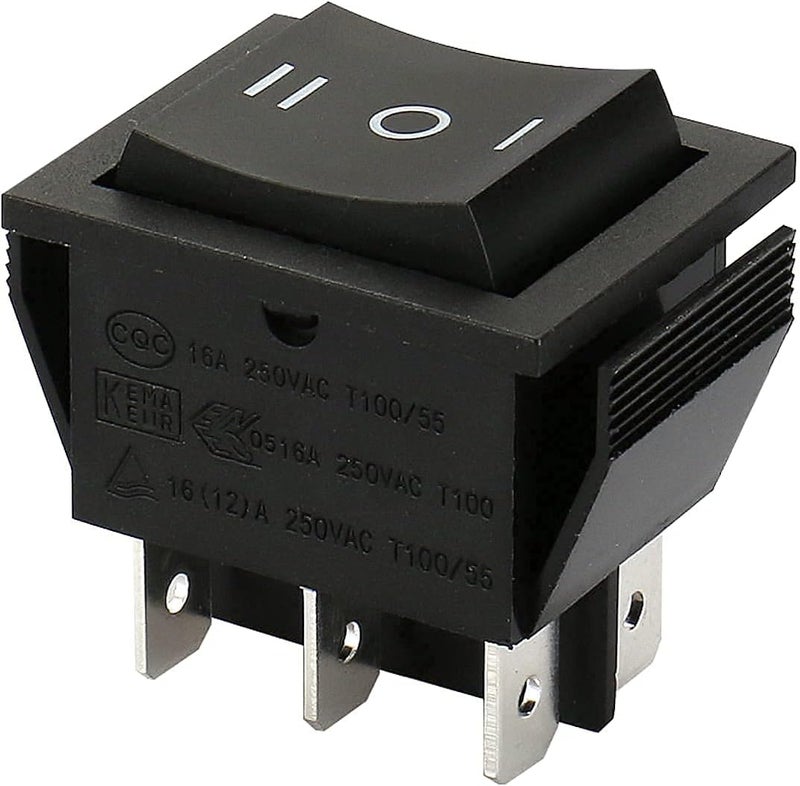Biella 6 Pins 3 Position Black Rocker Type On Off On 15a 250v Ac/20a 125v Ac Car Auto Black Boat Rocker Toggle Switch (1pcs) - Image 1
