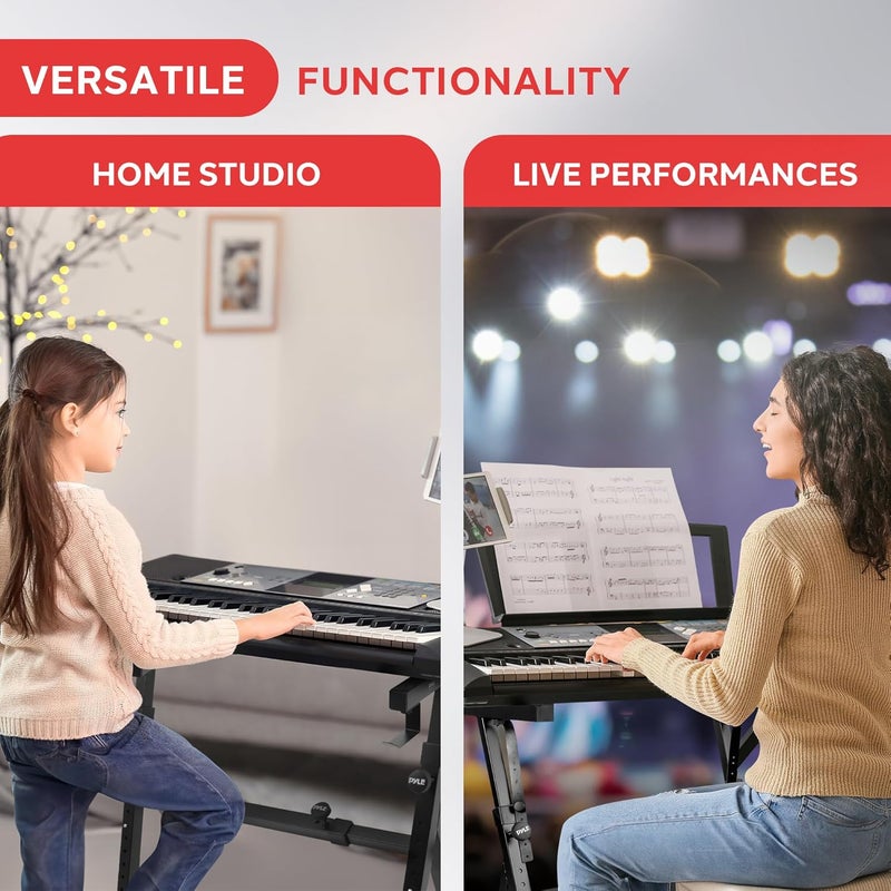 Pyle SereneLife Heavy Duty Folding Keyboard Sturdy Reinforced Z Design w/Adjustable Width & Height, Foam Padded Arms, Digital Stand, Fits 54-88 Key Electric Pianos, for Travel & Storage PKST38 - Image 2