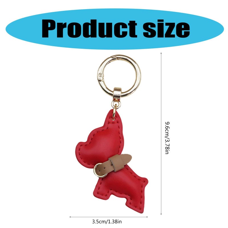 Gold Red French Dog PU Leather Keychain Cute Car Pendant Hanging Ornament - Image 4