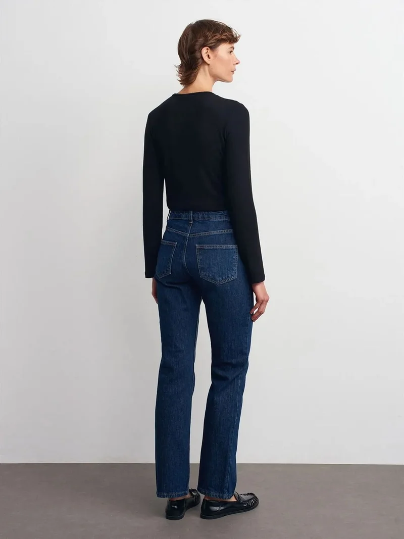Dilvin DILVIN High-Waist Straight-Leg Denim Trousers