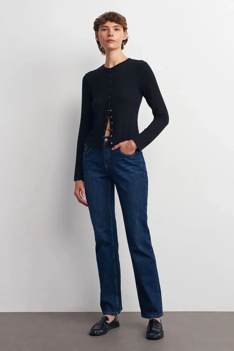 DILVIN High-Waist Straight-Leg Denim Trousers