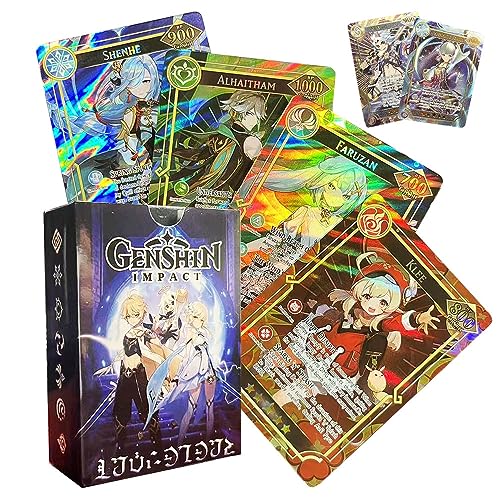 Fuxi 60PCS TCG Deck Cards,55PCS Ultra Rare Card and 5Pcs Random UTR with Gilded Text English Version TCG Collection Kamisato Ayaka ZhongLI, Collectible,Best Gift for Kids and Adult - Image 1