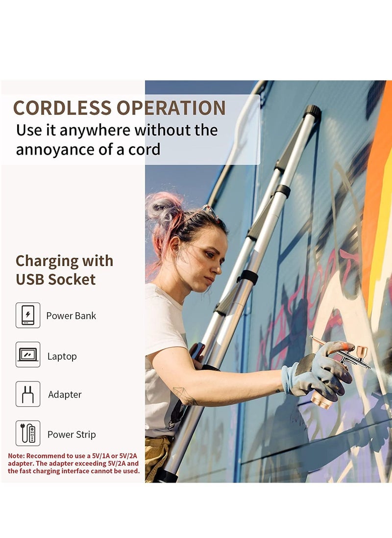 SYOSI - Airbrush Kit with Compressor Portable Cordless Air Brush Set for Painting Gravity Feed Dual Action Mini Rechargeable Handheld Airbrush - Image 1