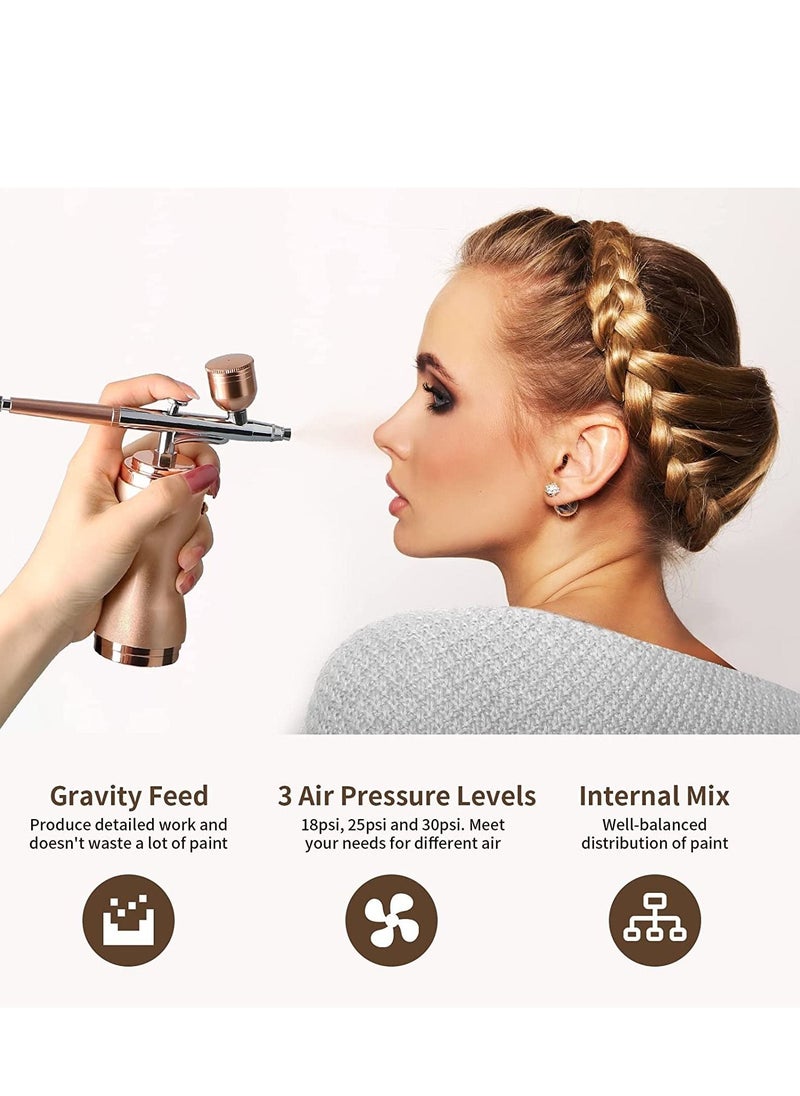 SYOSI - Airbrush Kit with Compressor Portable Cordless Air Brush Set for Painting Gravity Feed Dual Action Mini Rechargeable Handheld Airbrush - Image 1