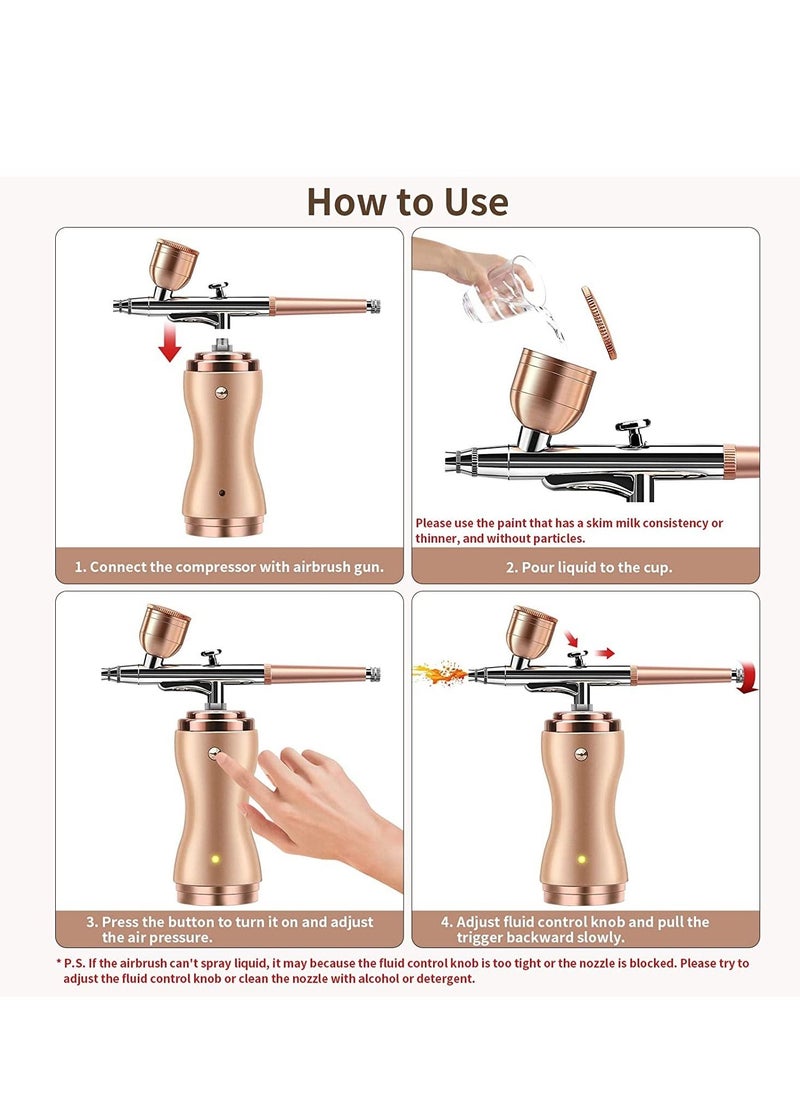 SYOSI - Airbrush Kit with Compressor Portable Cordless Air Brush Set for Painting Gravity Feed Dual Action Mini Rechargeable Handheld Airbrush - Image 1