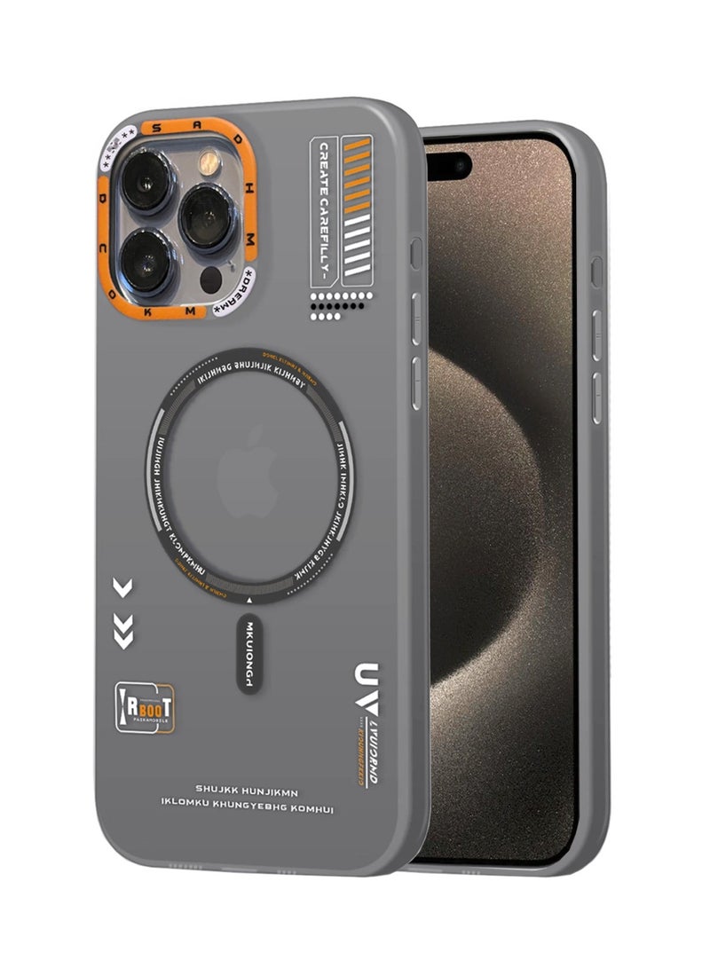 Techie MR.BIGC Aesthetic Fashion Frosted Back Cover  Case with Magsafe Compatibility for Apple iPhone 15 Pro  – Grey - Image 1