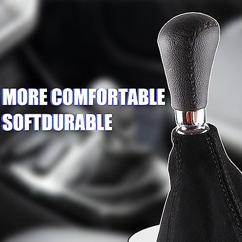 BESULEN Car Shift Boot Cover, Suede Leather Shift Knob Boot Dust Cover, Manual/Auto Shifter Boot Sleeve Replacement, Handbrake Gaiter Boot Dust Cover Car Interior Accessories, Black/Blue - Image 5