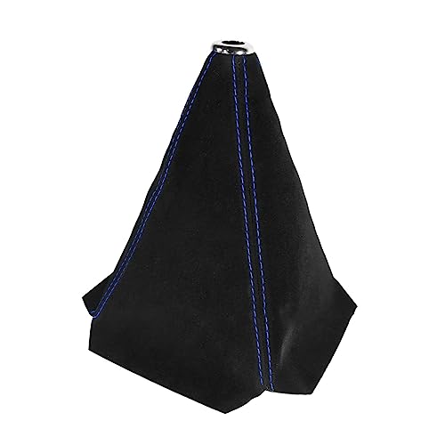 BESULEN Car Shift Boot Cover, Suede Leather Shift Knob Boot Dust Cover, Manual/Auto Shifter Boot Sleeve Replacement, Handbrake Gaiter Boot Dust Cover Car Interior Accessories, Black/Blue - Image 1