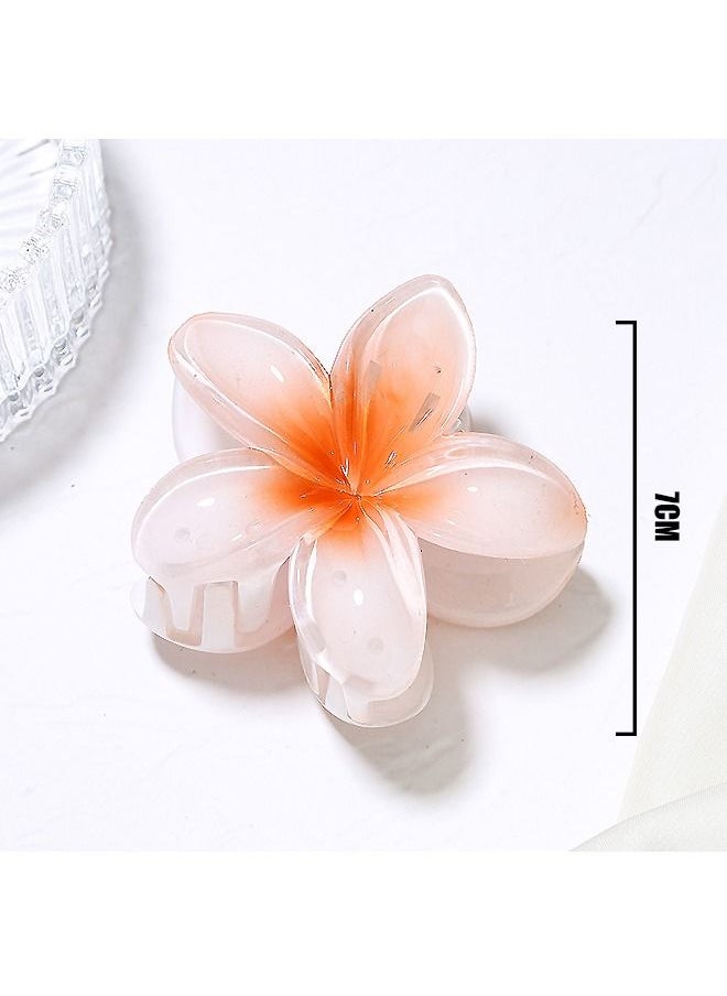 2 Pcs Flower Hair Claw Clips, Strong Hold Nonslip Hair Clips, Hair Accessories for Holiday Gifts (Red+Orange)