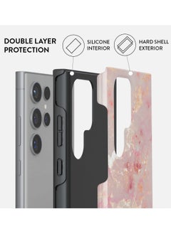 BURGA BURGA Phone Case Compatible with Samsung Galaxy S24 Ultra Mobile Phone Case Hybrid 2 Layer Hard Shell Silicone Protective Case Golden Coral – Pink Scratch Resistant Shockproof Cover  - Image 2