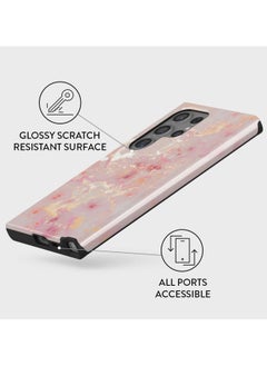BURGA BURGA Phone Case Compatible with Samsung Galaxy S24 Ultra Mobile Phone Case Hybrid 2 Layer Hard Shell Silicone Protective Case Golden Coral – Pink Scratch Resistant Shockproof Cover  - Image 3
