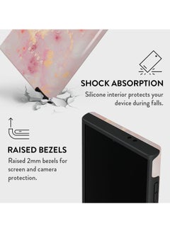 BURGA BURGA Phone Case Compatible with Samsung Galaxy S24 Ultra Mobile Phone Case Hybrid 2 Layer Hard Shell Silicone Protective Case Golden Coral – Pink Scratch Resistant Shockproof Cover  - Image 4