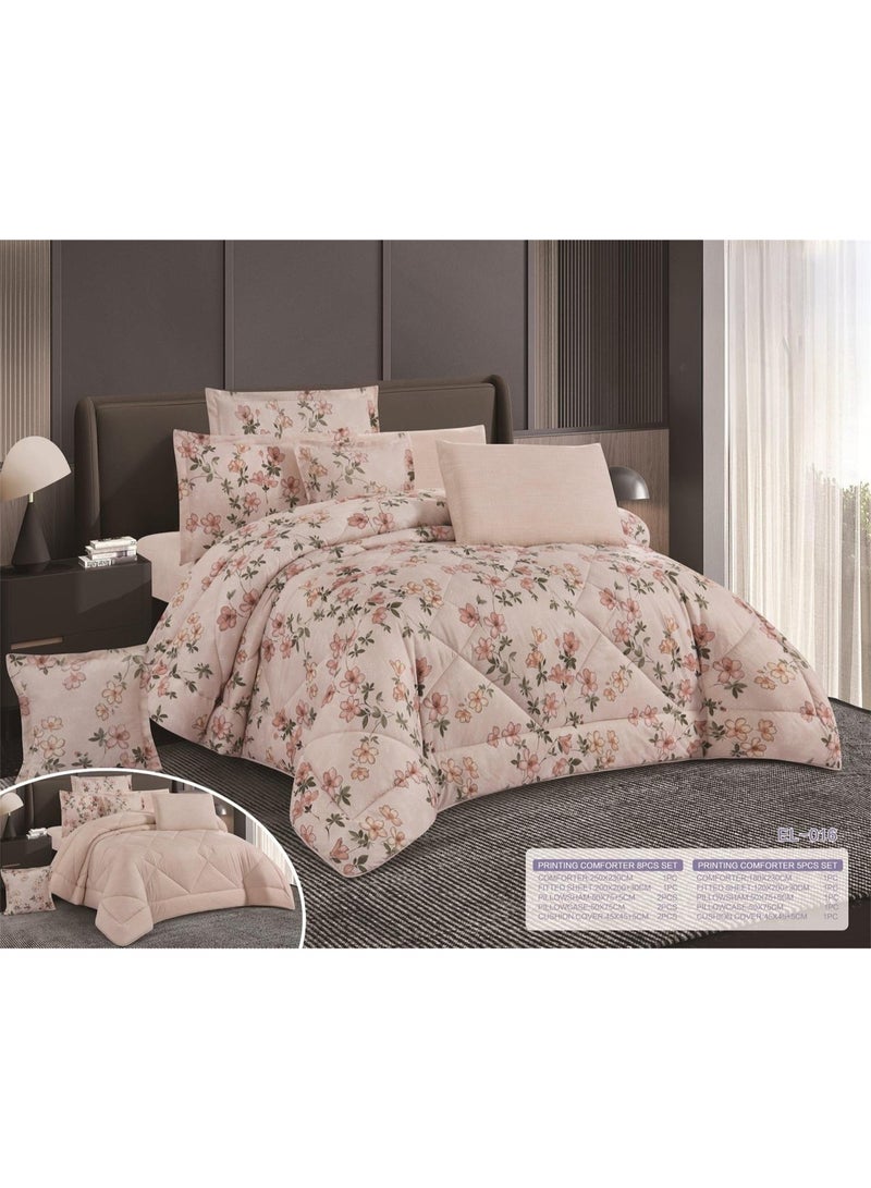 مون طقم لحاف مفرش سرير نفرين ملكي ومريح وناعم 8 قطع مزدوج منقوش مقاس اللحاف 250x230 سم - Image 1