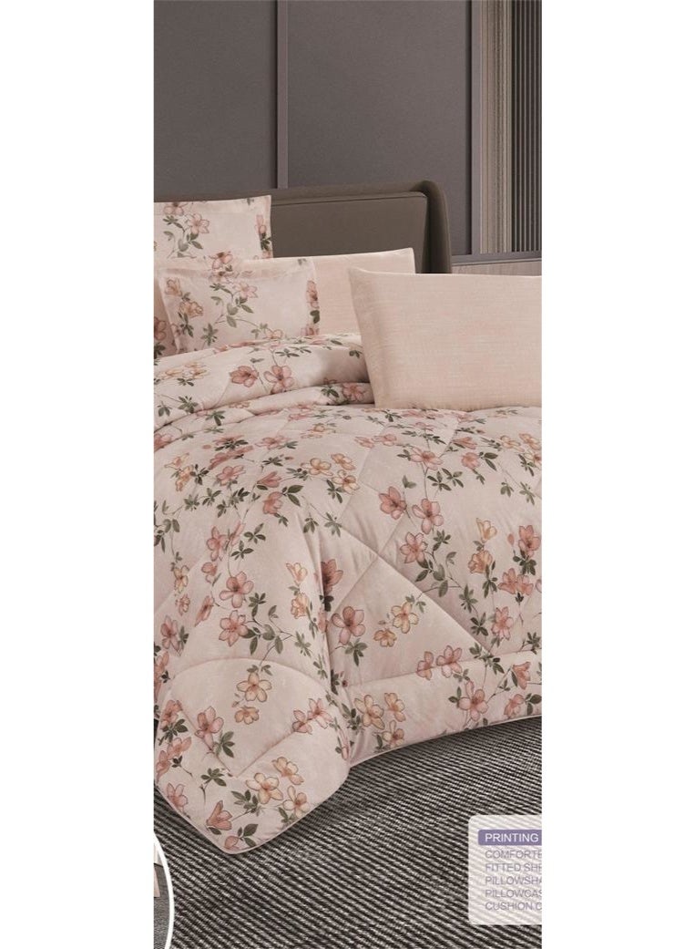 مون طقم لحاف مفرش سرير نفرين ملكي ومريح وناعم 8 قطع مزدوج منقوش مقاس اللحاف 250x230 سم - Image 3