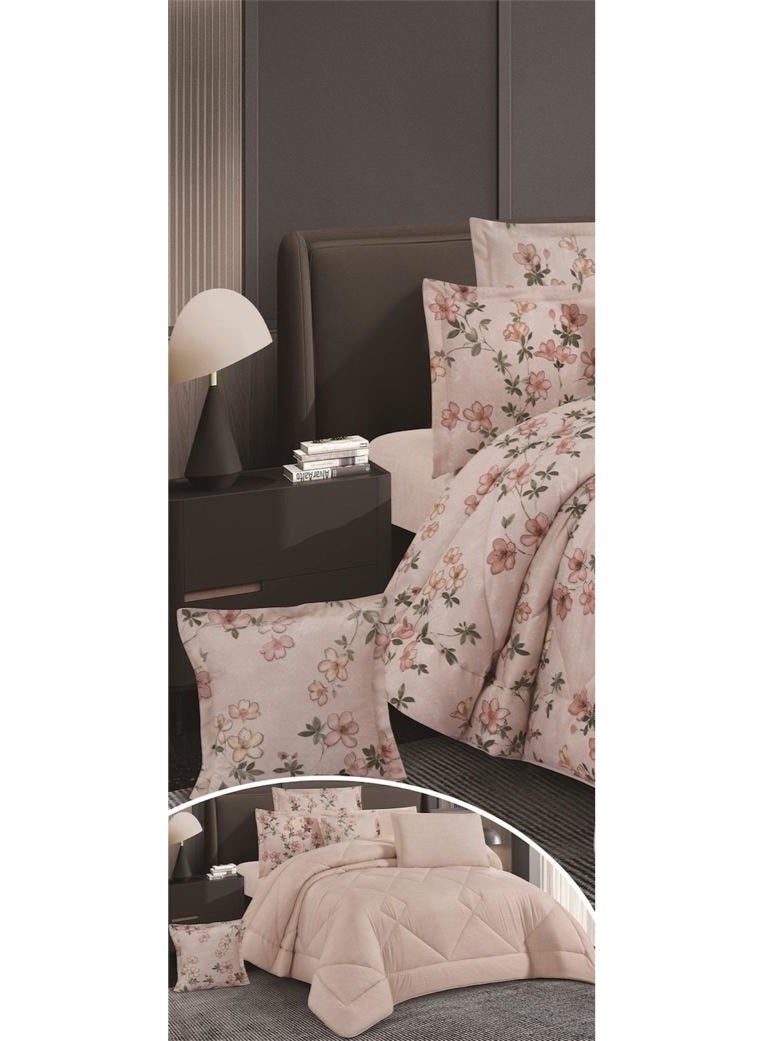 مون طقم لحاف مفرش سرير نفرين ملكي ومريح وناعم 8 قطع مزدوج منقوش مقاس اللحاف 250x230 سم - Image 2