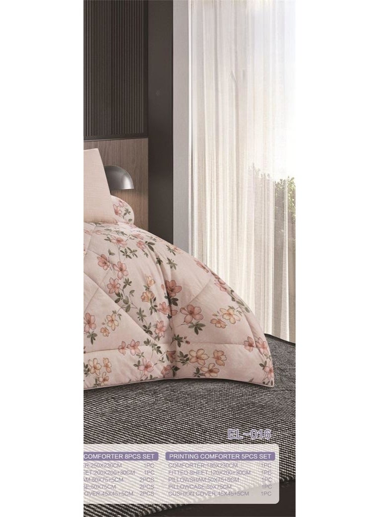 مون طقم لحاف مفرش سرير نفرين ملكي ومريح وناعم 8 قطع مزدوج منقوش مقاس اللحاف 250x230 سم - Image 4