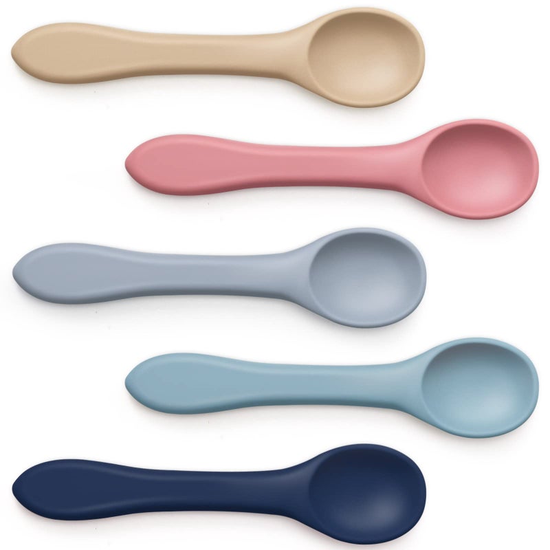 5Piece Silicone Baby Feeding Set Soft Bendable Spoons for Infants Toddlers