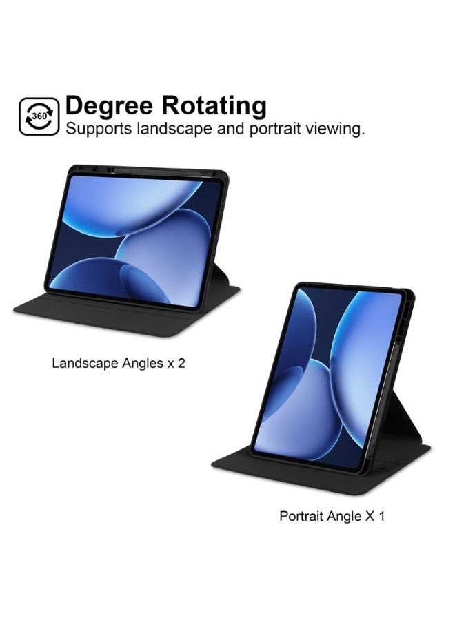 Case for OnePlus Pad 3 Pad 2 Pro 13.2inch 2025 with Pen Slot, 360 Degree Rotating Protective Case Stand, PU Leather + PC Transparent Cover w/Wake/Sleep Tablet Case Cover (Black) - Image 3