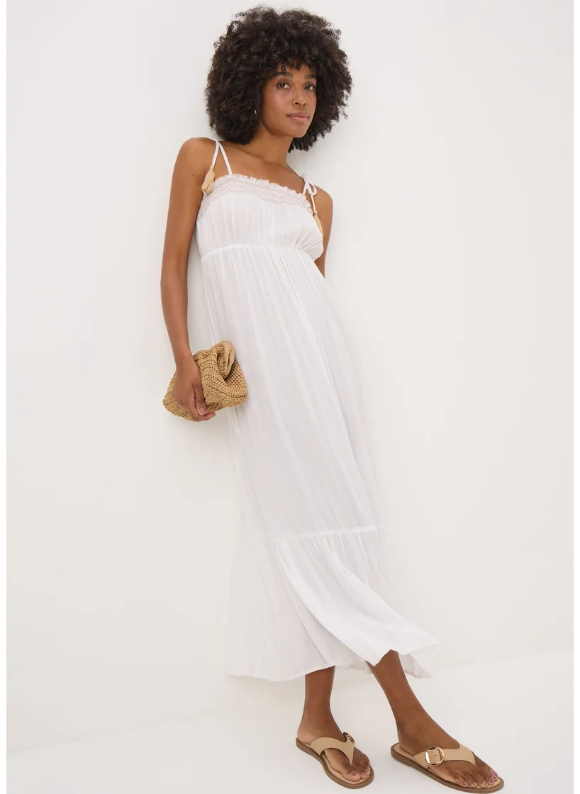 Matalan Cream Sparkle Embroidered Maxi Dress