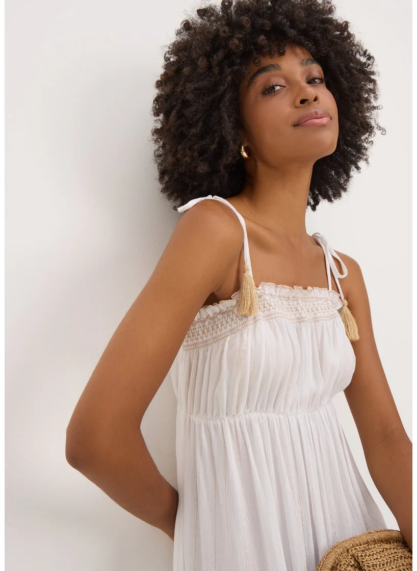 Matalan Cream Sparkle Embroidered Maxi Dress